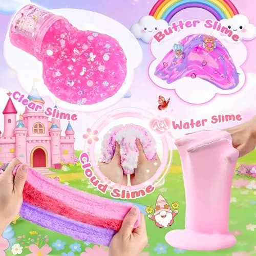 LAWOHO 12-Pack Pink Slime Kit | 720ml Total Butter Cloud Squishy Party Favor Set thumbnail 4