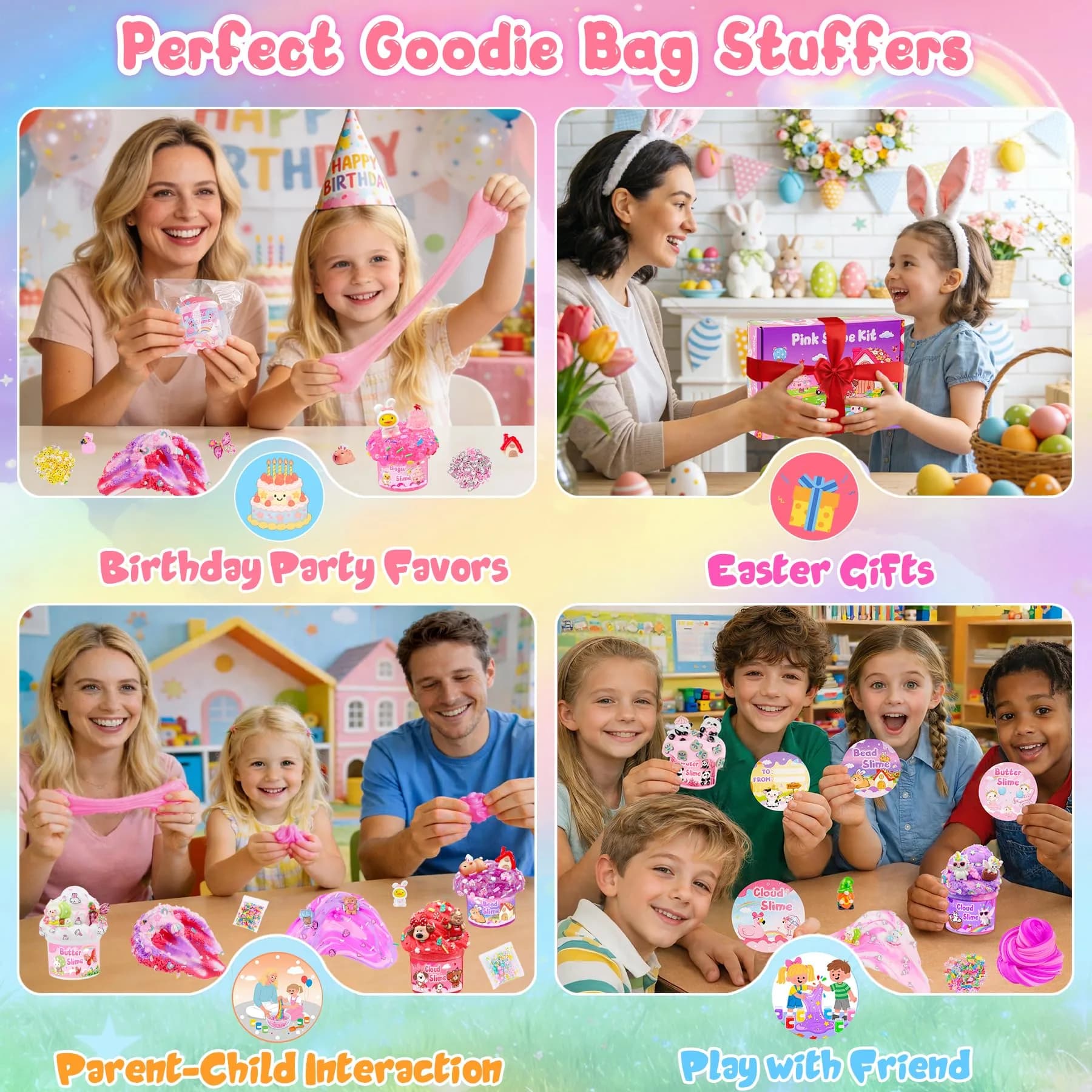 LAWOHO 12-Pack Pink Slime Kit | 720ml Total Butter Cloud Squishy Party Favor Set - view 7