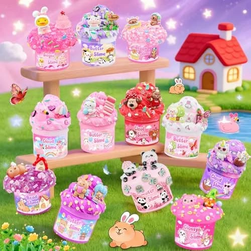 LAWOHO 12-Pack Pink Slime Kit | 720ml Total Butter Cloud Squishy Party Favor Set thumbnail 8
