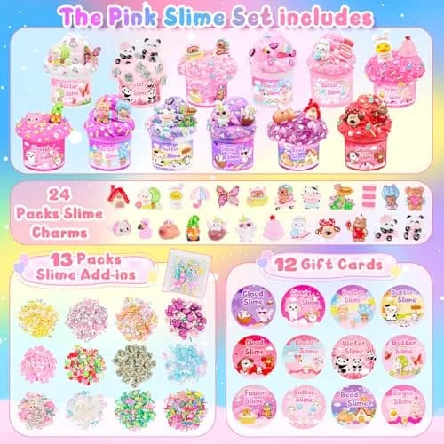 LAWOHO 12-Pack Pink Slime Kit | 720ml Total Butter Cloud Squishy Party Favor Set thumbnail 9