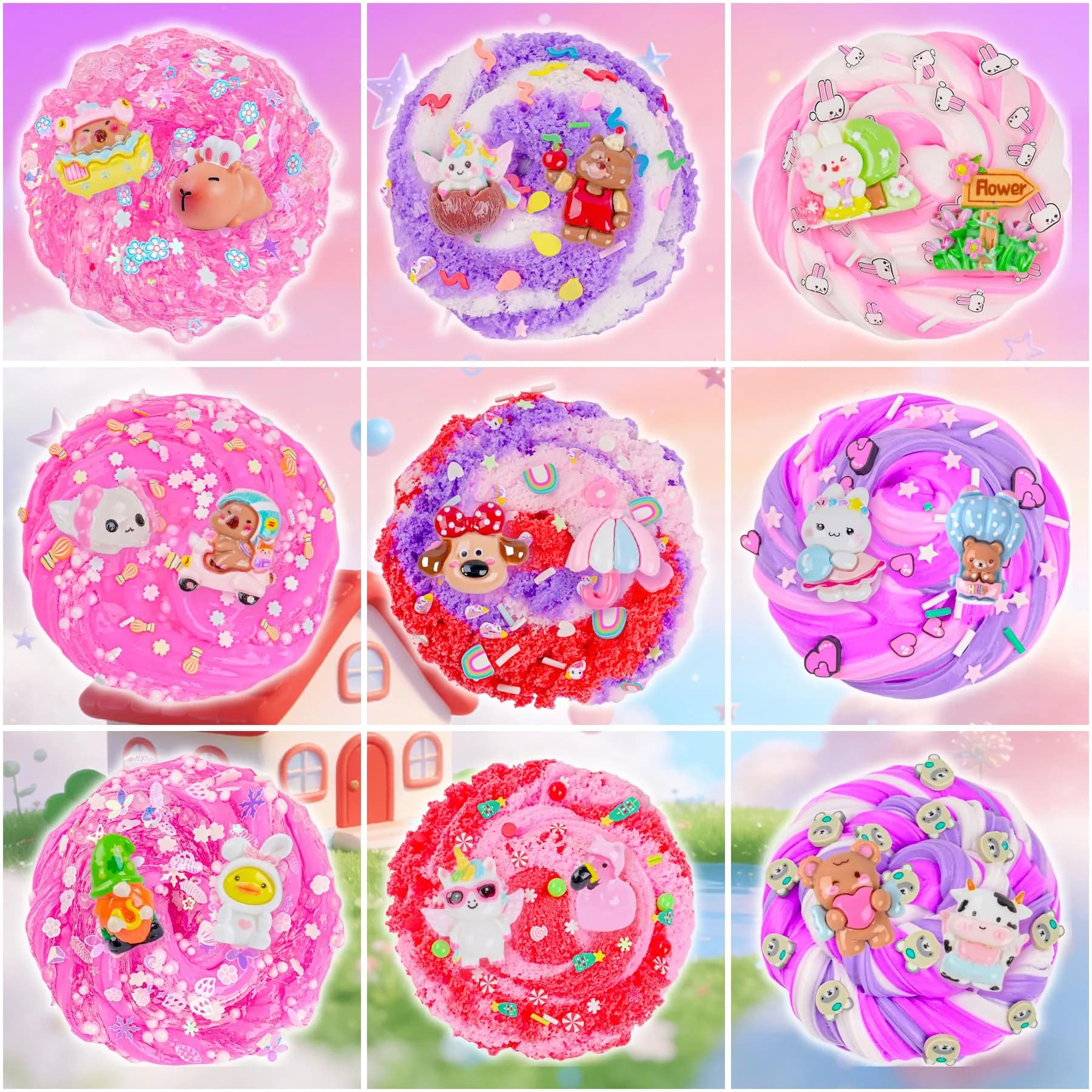 LAWOHO 12-Pack Pink Slime Kit | 720ml Total Butter Cloud Squishy Party Favor Set - view 2
