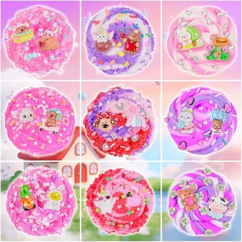 LAWOHO 12-Pack Pink Slime Kit | 720ml Total Butter Cloud Squishy Party Favor Set thumbnail 2