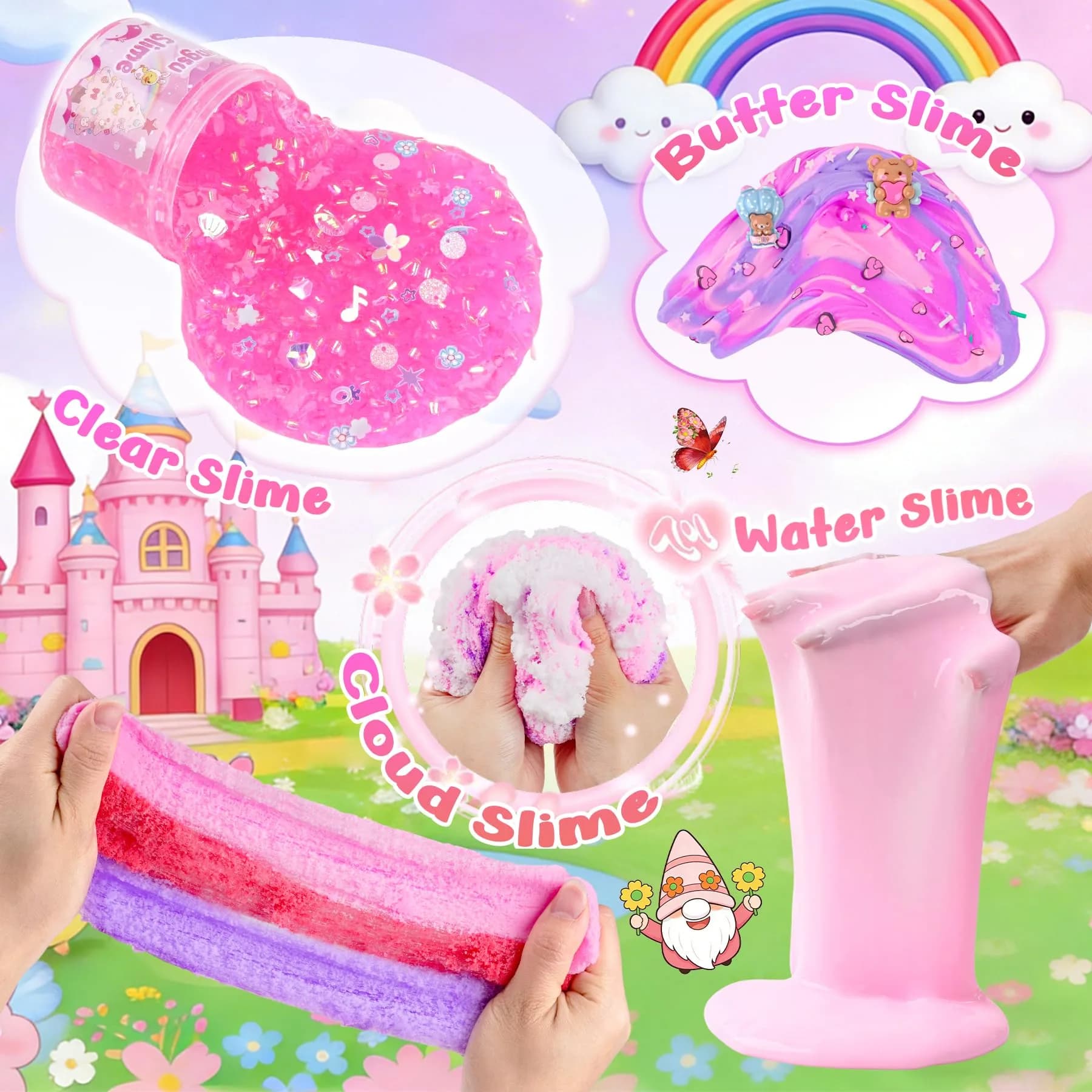 LAWOHO 12-Pack Pink Slime Kit | 720ml Total Butter Cloud Squishy Party Favor Set - view 4