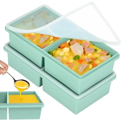 CyhHave 2 Cup Silicone Freezer Trays with Lids, 500ml (16 Fl Oz) | Portion Control Meal Prep thumbnail 1