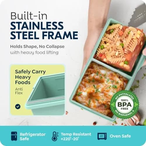 CyhHave 2 Cup Silicone Freezer Trays with Lids, 500ml (16 Fl Oz) | Portion Control Meal Prep thumbnail 5