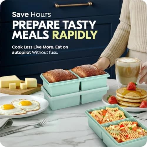 CyhHave 2 Cup Silicone Freezer Trays with Lids, 500ml (16 Fl Oz) | Portion Control Meal Prep thumbnail 6