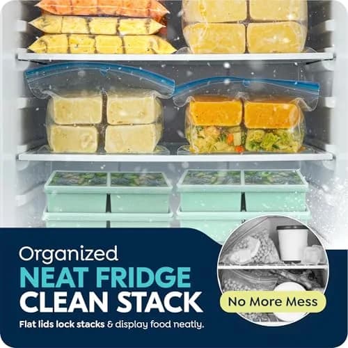 CyhHave 2 Cup Silicone Freezer Trays with Lids, 500ml (16 Fl Oz) | Portion Control Meal Prep thumbnail 7