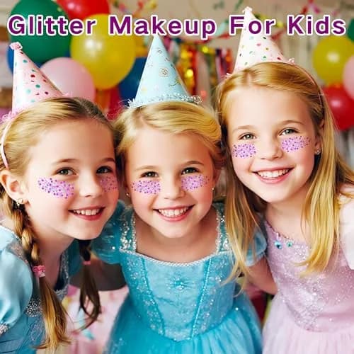 MEICOLY Purple Hair Glitter Kids Makeup | Holographic Halloween Sparkly Face Glitter thumbnail 5