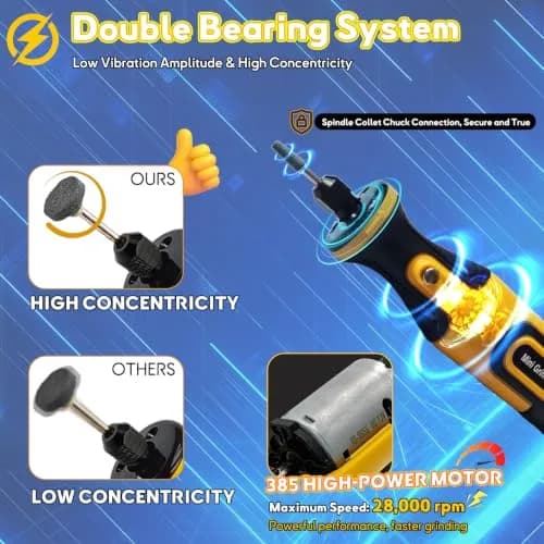 XIFOWE 7.2V Mini Cordless Rotary Tool | 59 Attachments for DIY Crafts, Metal & Wood Polishing, 3D Resin Sanding thumbnail 4