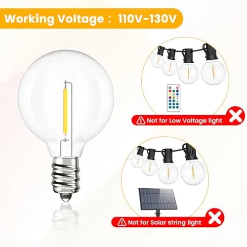 Svater 75 Pack G40 LED Replacement Bulb E12 Screw Base | Warm White, Dimmable, Plastic, Indoor/Outdoor thumbnail 5