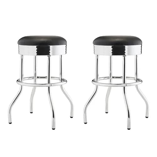 TRINITY Heavy Duty 25 Inch Backless Swivel Bar Stool, Black Seat | Stylish, Supports 300 lbs, Indoor Use thumbnail 1