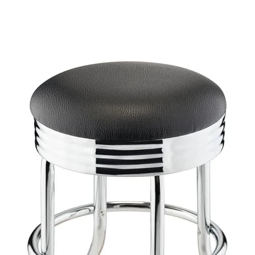 TRINITY Heavy Duty 25 Inch Backless Swivel Bar Stool, Black Seat | Stylish, Supports 300 lbs, Indoor Use thumbnail 3