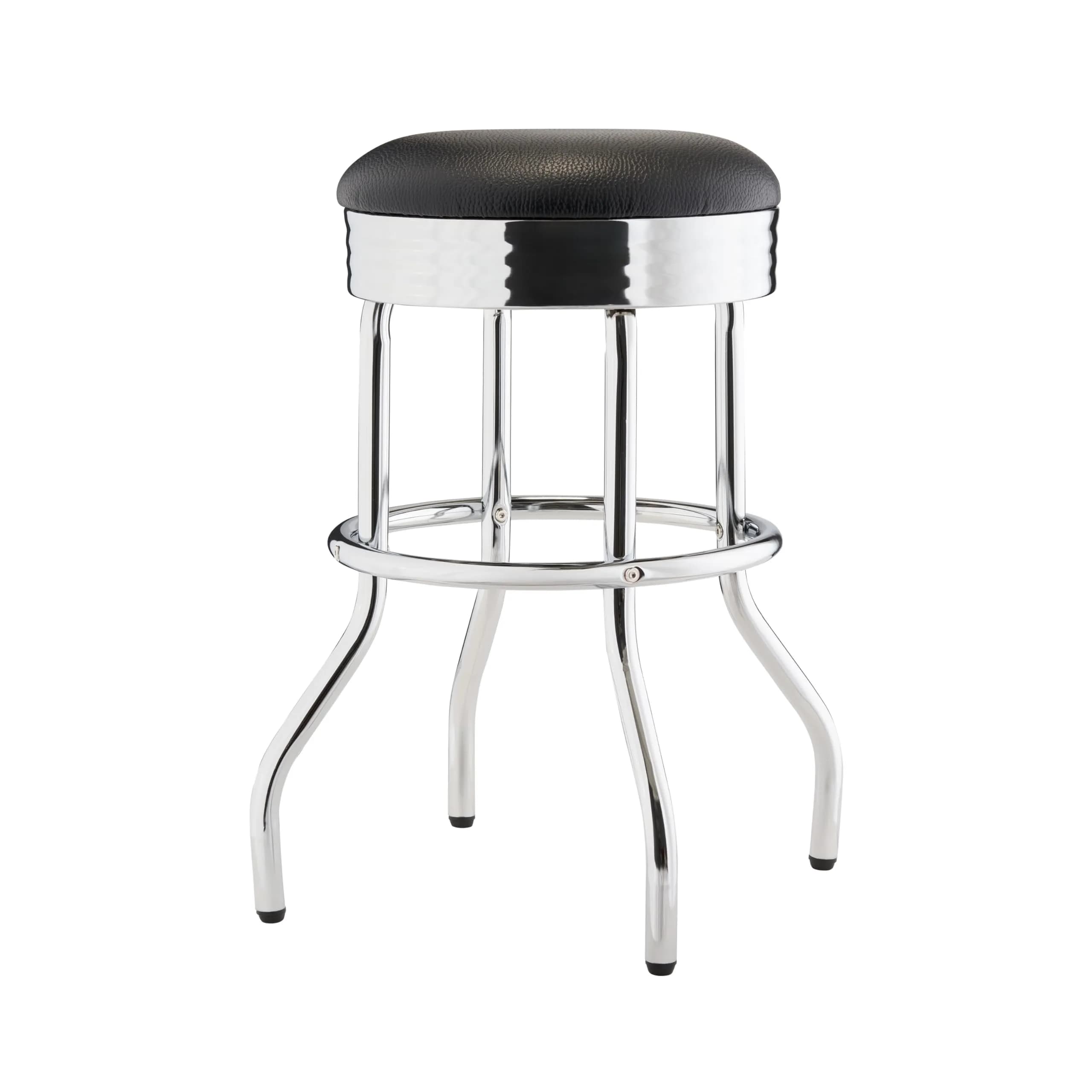 TRINITY Heavy Duty 25 Inch Backless Swivel Bar Stool, Black Seat | Stylish, Supports 300 lbs, Indoor Use — Black