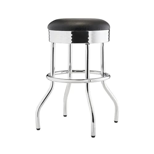 TRINITY Heavy Duty 25 Inch Backless Swivel Bar Stool, Black Seat | Stylish, Supports 300 lbs, Indoor Use thumbnail 1