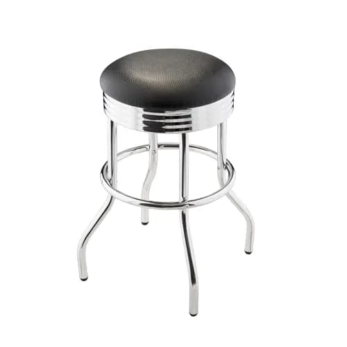 TRINITY Heavy Duty 25 Inch Backless Swivel Bar Stool, Black Seat | Stylish, Supports 300 lbs, Indoor Use thumbnail 6