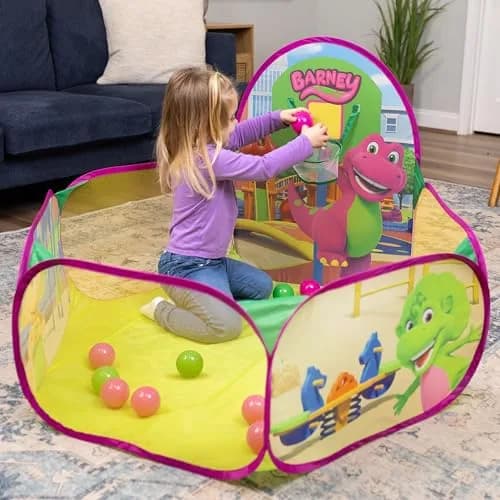 Barney Pop Up Playground, Ball Pit with 25 Play Balls & Basketball Hoop | Toddler Indoor & Outdoor Fun thumbnail 2