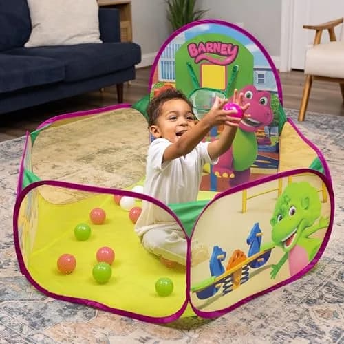 Barney Pop Up Playground, Ball Pit with 25 Play Balls & Basketball Hoop | Toddler Indoor & Outdoor Fun thumbnail 3