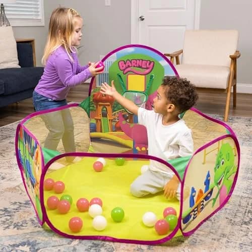 Barney Pop Up Playground, Ball Pit with 25 Play Balls & Basketball Hoop | Toddler Indoor & Outdoor Fun thumbnail 4