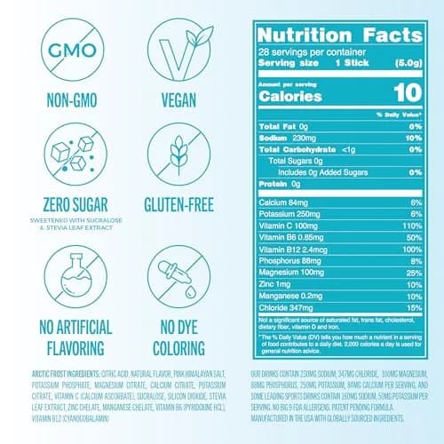 TREVI Electrolytes Powder Packets, Sugar Free Hydration, Arctic Frost | 28 Servings (4.94 oz / 140 g) | Hydrating & Replenishing thumbnail 4
