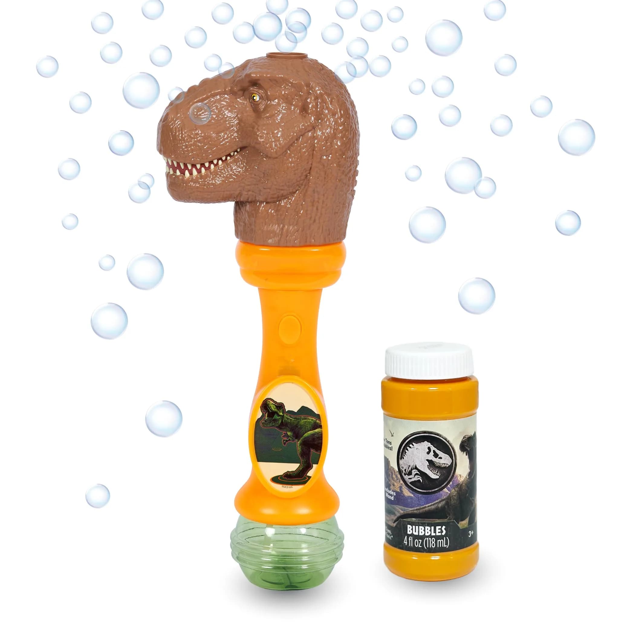 Little Kids Jurassic World T-Rex Musical Bubble Wand with Lights & Sounds, 4oz Bubble Solution - main product image