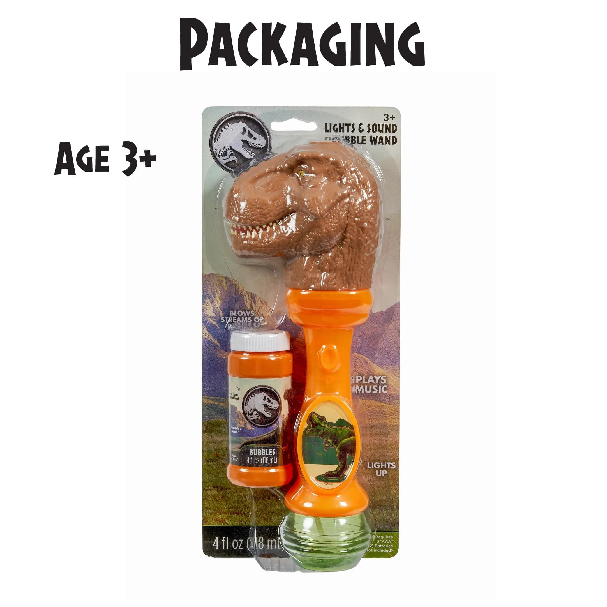 Little Kids Jurassic World T-Rex Musical Bubble Wand with Lights & Sounds, 4oz Bubble Solution - view 6