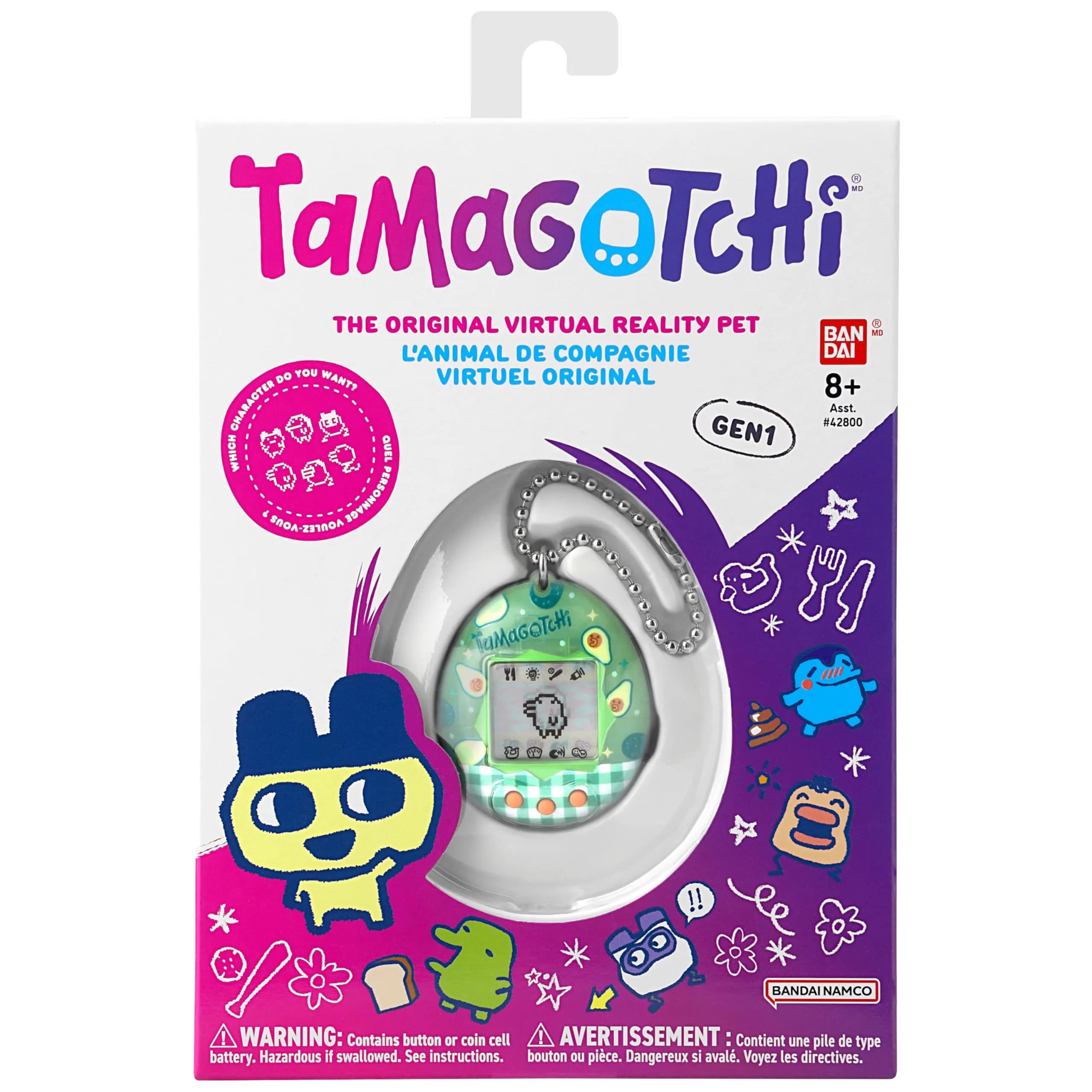 Tamagotchi Original Avocado Mix Electronic Pet | Nostalgic Fun for Kids 8+ - view 4