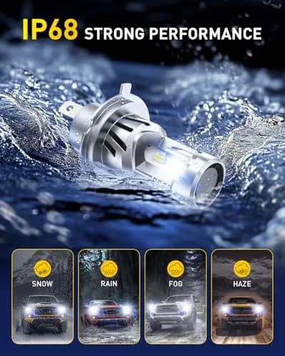 AUXITO H4 LED Bulb 9003 48000LM 6000K Cool White | Dual Turbo Cooling Fan, 99% Vehicle Fit thumbnail 6