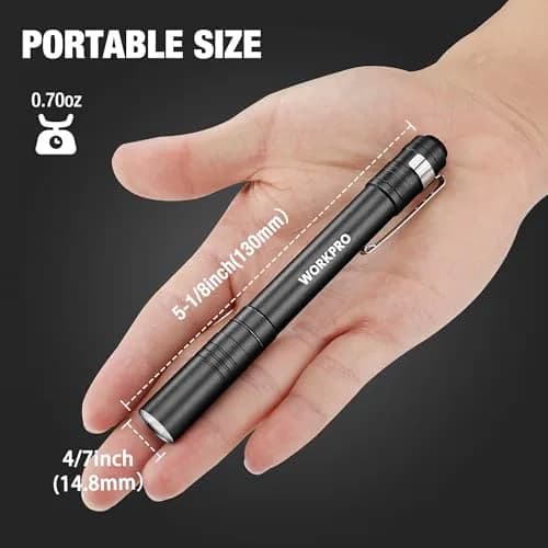 WORKPRO LED Pen Light, Aluminum Pen Flashlight with Clip, 4 Count (Black) | Inspection, Emergency, Everyday Use thumbnail 2