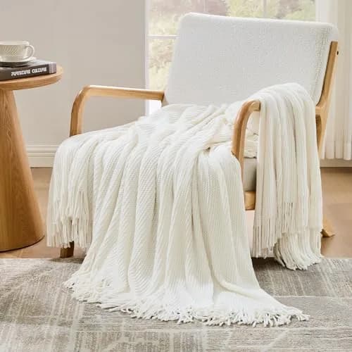 inhand Knitted Throw Blanket 50"x60" | Soft Chenille Woven Boho Decor thumbnail 4