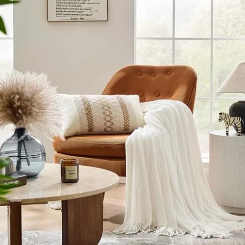 inhand Knitted Throw Blanket 50"x60" | Soft Chenille Woven Boho Decor thumbnail 2