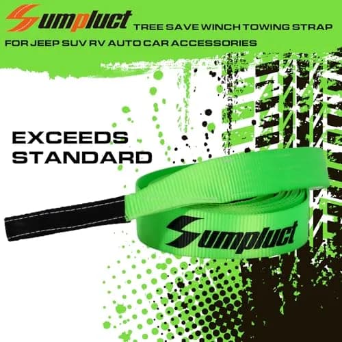 sumpluct Heavy Duty Tow Strap 5.08cm x 6.1m (2" x 20 Ft) with 11,000 kg (24,068 lbs) Break Strength | Reinforced Loops for Vehicle Recovery thumbnail 4