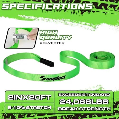 sumpluct Heavy Duty Tow Strap 5.08cm x 6.1m (2" x 20 Ft) with 11,000 kg (24,068 lbs) Break Strength | Reinforced Loops for Vehicle Recovery thumbnail 2
