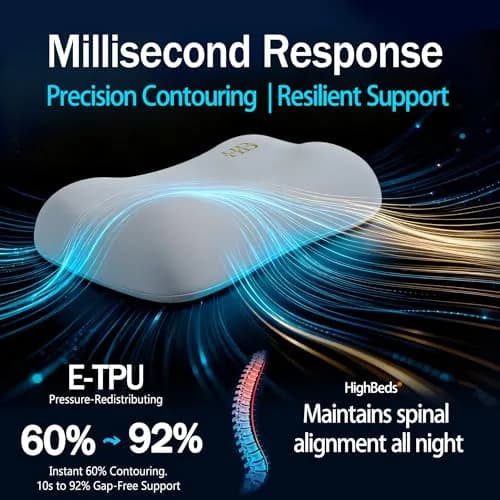 HighBeds Cervical Neck Pillow for Neck Pain Relief, Ergonomic Memory Foam Side Sleeper Pillow 38cm x 64cm (15" x 25") | BASF Support thumbnail 4