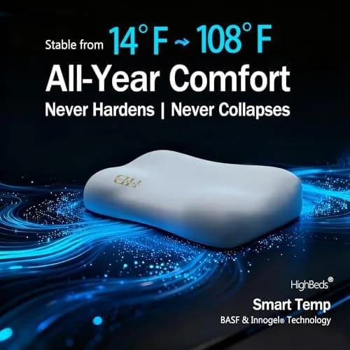 HighBeds Cervical Neck Pillow for Neck Pain Relief, Ergonomic Memory Foam Side Sleeper Pillow 38cm x 64cm (15" x 25") | BASF Support thumbnail 6