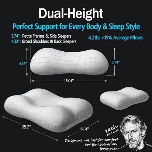 HighBeds Cervical Neck Pillow for Neck Pain Relief, Ergonomic Memory Foam Side Sleeper Pillow 38cm x 64cm (15" x 25") | BASF Support thumbnail 7