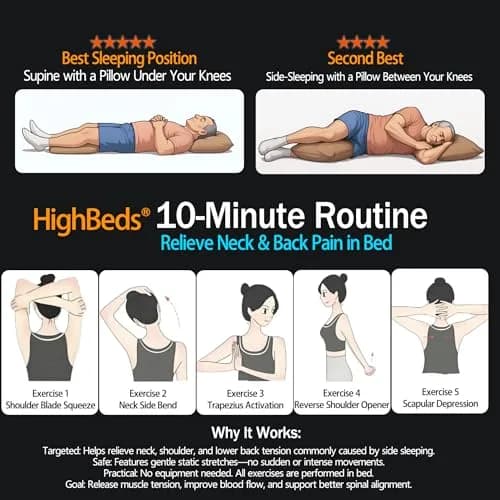 HighBeds Cervical Neck Pillow for Neck Pain Relief, Ergonomic Memory Foam Side Sleeper Pillow 38cm x 64cm (15" x 25") | BASF Support thumbnail 8