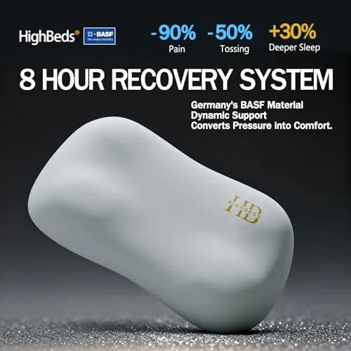 HighBeds Cervical Neck Pillow for Neck Pain Relief, Ergonomic Memory Foam Side Sleeper Pillow 38cm x 64cm (15" x 25") | BASF Support thumbnail 3