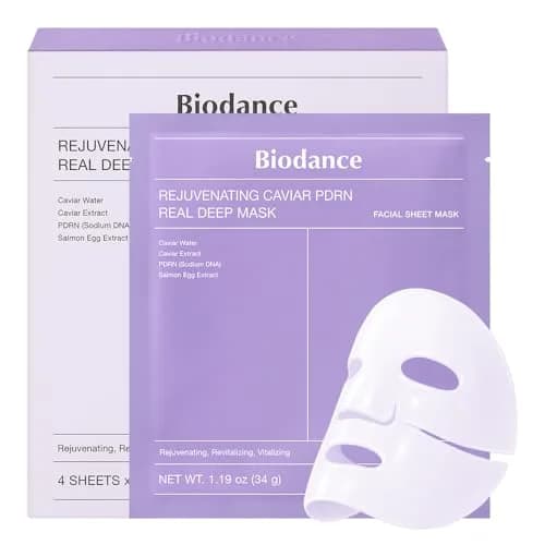 BIODANCE Rejuvenating Caviar PDRN Real Deep Mask Pack (4 x 34g / 1.19oz) | Overnight Hydrogel Skin Recovery - main product image