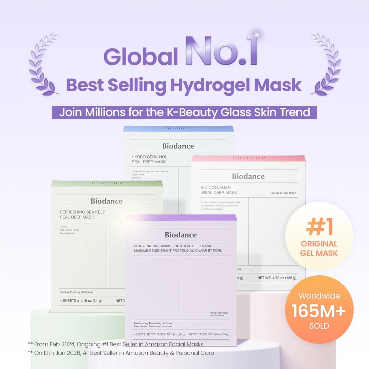 BIODANCE Rejuvenating Caviar PDRN Real Deep Mask Pack (4 x 34g / 1.19oz) | Overnight Hydrogel Skin Recovery - view 2