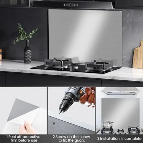 VENFAN 30" x 12" Stainless Steel Backsplash Panel | Easy Clean Stove Wall Protector thumbnail 6