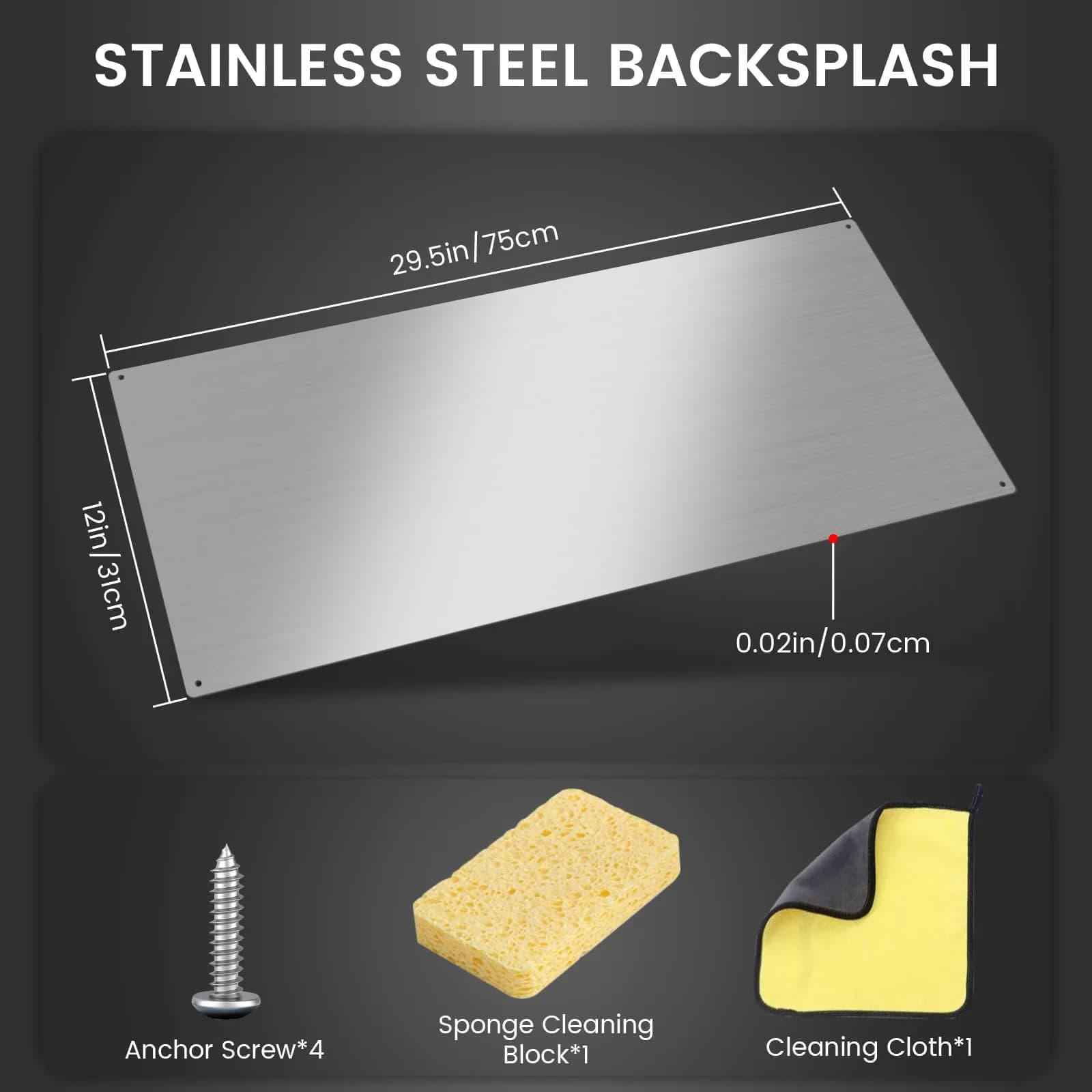 VENFAN 30" x 12" Stainless Steel Backsplash Panel | Easy Clean Stove Wall Protector thumbnail 3