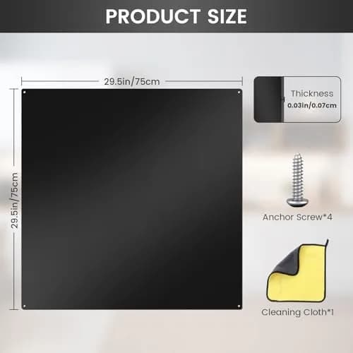 VENFAN Black Stainless Steel Backsplash Panel 75cm x 75cm (29.5" x 29.5") | Matte Finish Kitchen Wall Splatter Guard thumbnail 5