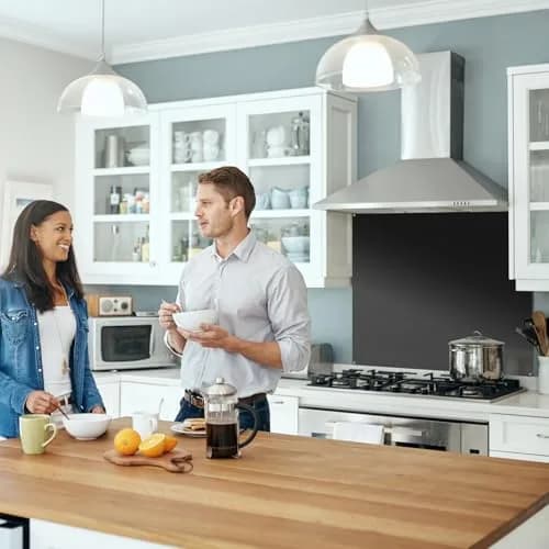 VENFAN Black Stainless Steel Backsplash Panel 75cm x 75cm (29.5" x 29.5") | Matte Finish Kitchen Wall Splatter Guard thumbnail 2