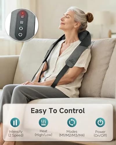 Snailax Neck and Shoulder Massager with Heat, 4D Shiatsu, FSA Eligible | Cordless, Heat, 4 Modes, 90 Min Use thumbnail 5
