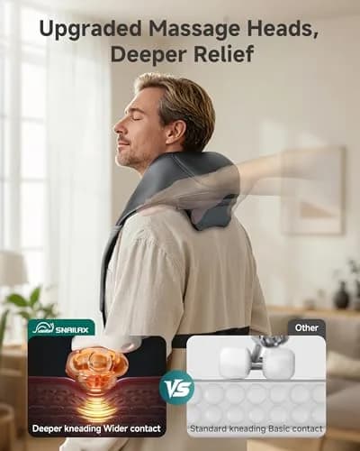 Snailax Neck and Shoulder Massager with Heat, 4D Shiatsu, FSA Eligible | Cordless, Heat, 4 Modes, 90 Min Use thumbnail 2