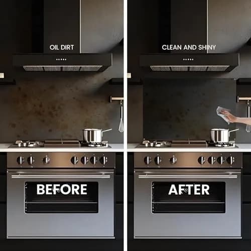VENFAN 35.4" x 24" Black Stainless Steel Backsplash Panel | Protects Kitchen Walls from Grease & Stains thumbnail 9