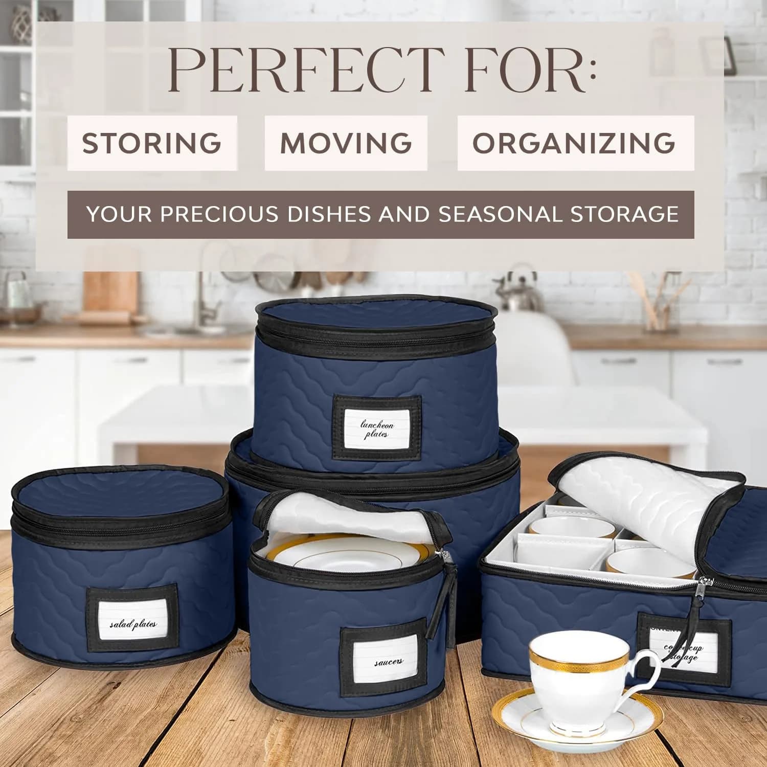 HOLDN’ STORAGE Blue 5-Piece China Storage Set for 12 Place Settings with Dividers - view 2