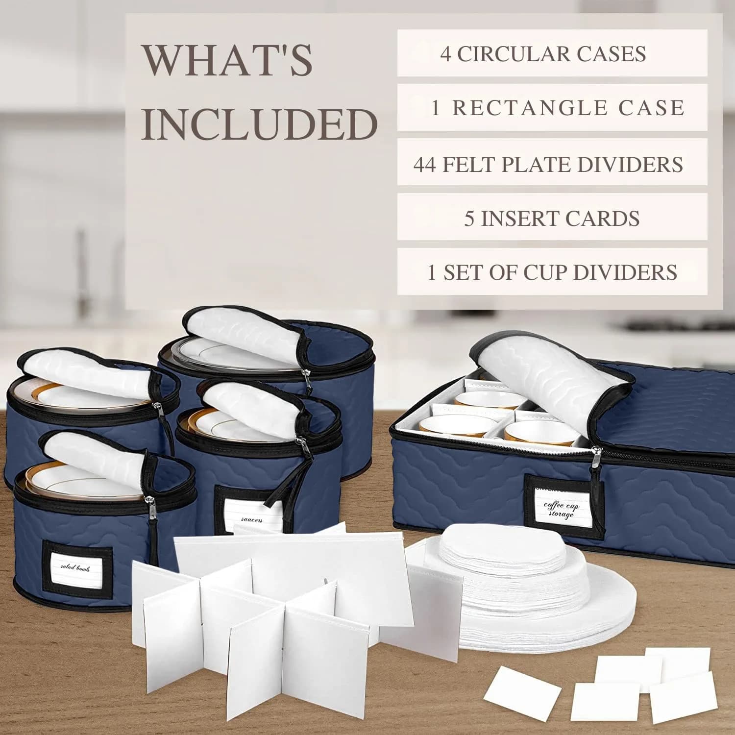 HOLDN’ STORAGE Blue 5-Piece China Storage Set for 12 Place Settings with Dividers - view 3