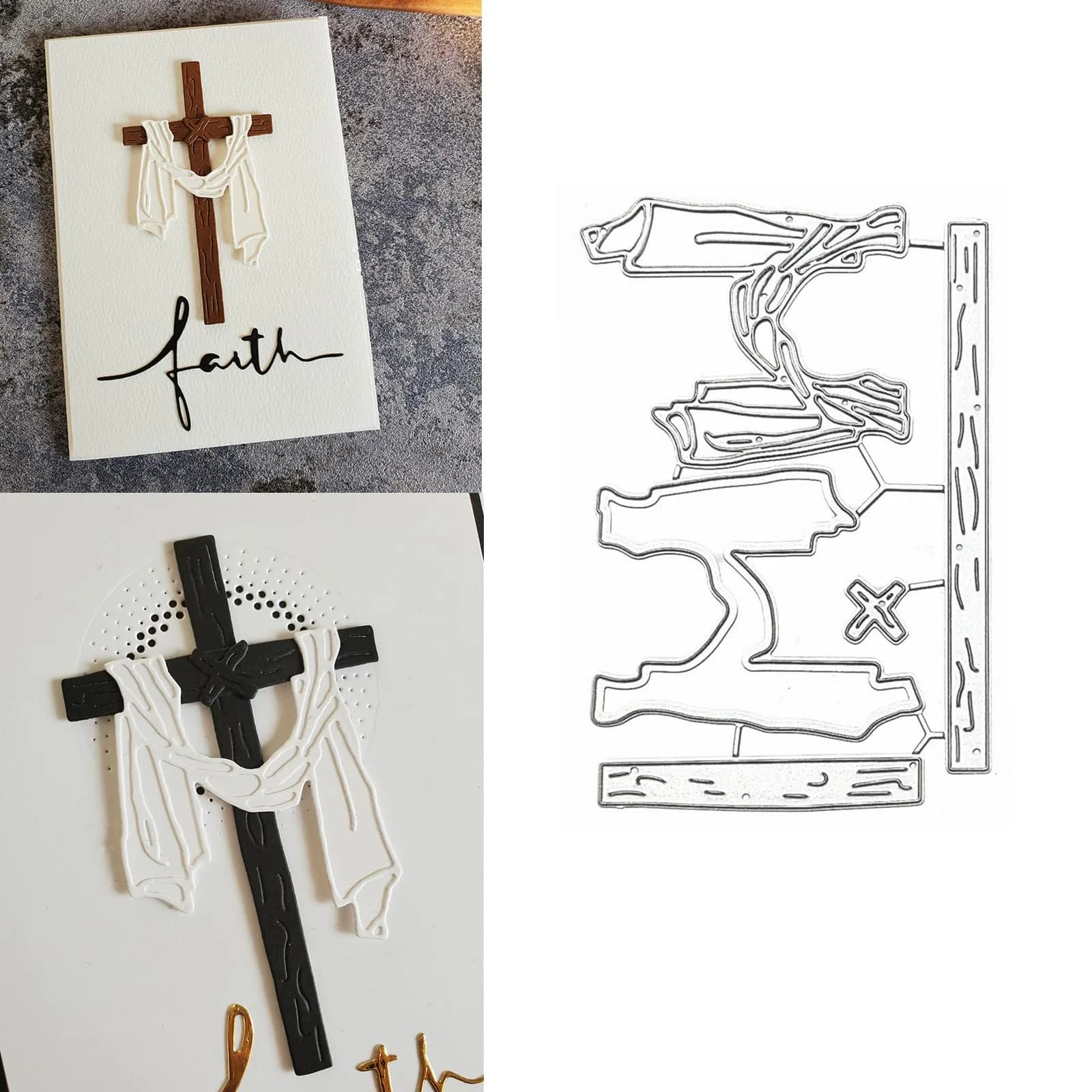 DIY Scrapbooking Artist Happy Easter Cross Metal Cutting Dies 12.1cm (4.76in) | Easter Crucifixion Frame Die Cuts for Card Making — 1 Pcs Happy Easter