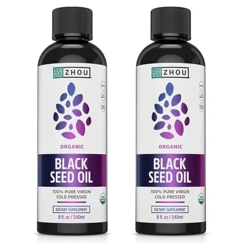 Zhou Organic Black Seed Oil - Nigella Sativa - 16 Fl Oz (730 Days) | USDA Organic Cold-Pressed Liquid Supplement thumbnail 1
